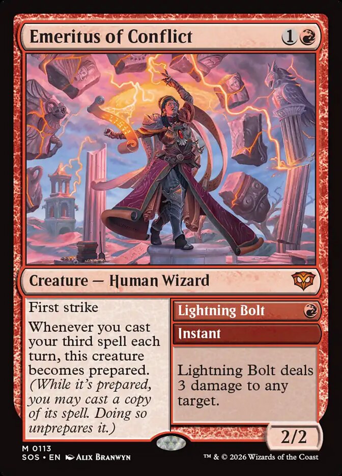 Emeritus of Conflict // Lightning Bolt card image