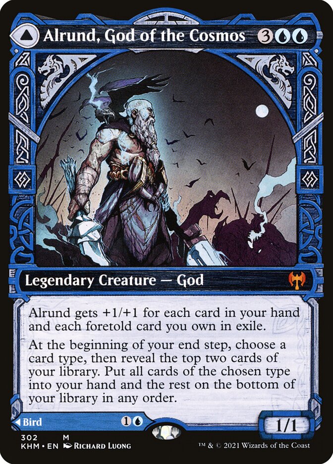 Alrund, God of the Cosmos // Hakka, Whispering Raven card image
