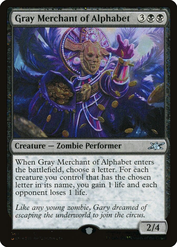 Gray Merchant of Alphabet card image