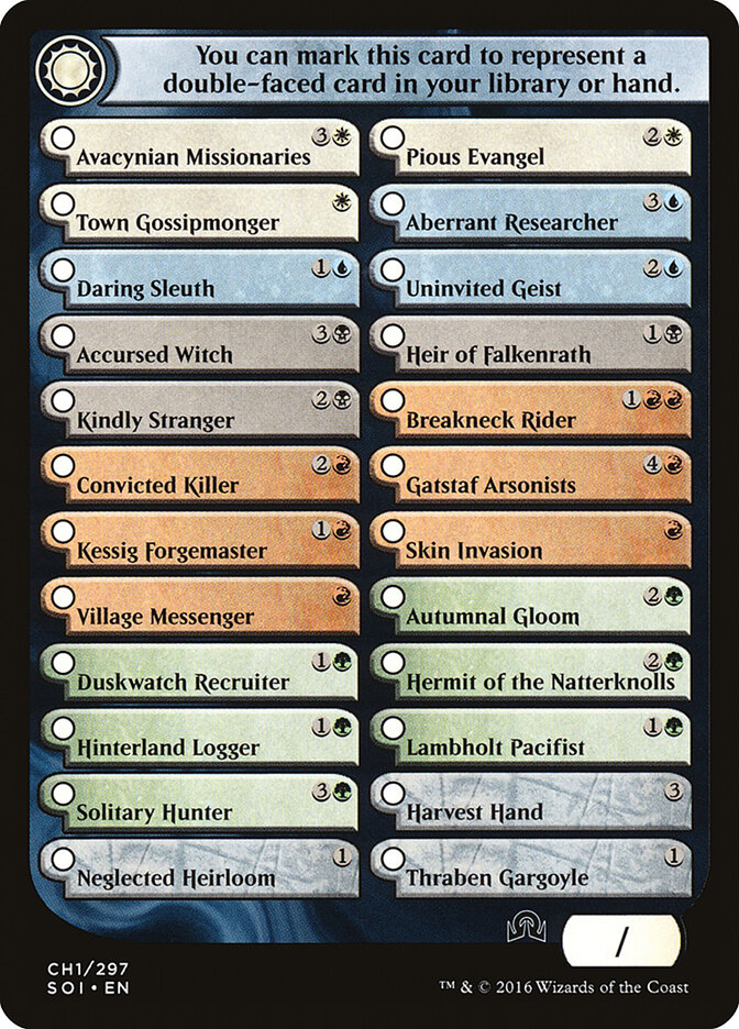 Shadows Over Innistrad Checklist 1 card image