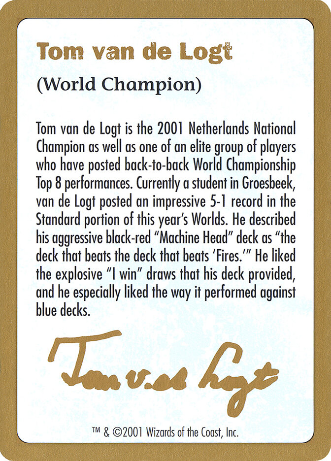 Tom van de Logt Bio (2001) card image