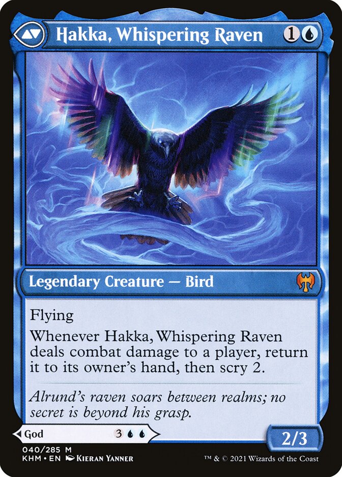 Alrund, God of the Cosmos // Hakka, Whispering Raven card image