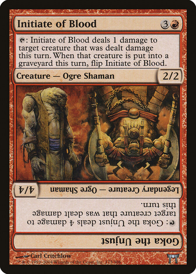 Initiate of Blood // Goka the Unjust card image