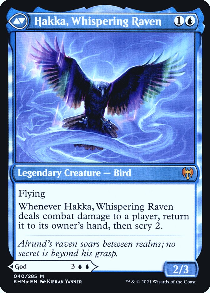 Alrund, God of the Cosmos // Hakka, Whispering Raven card image