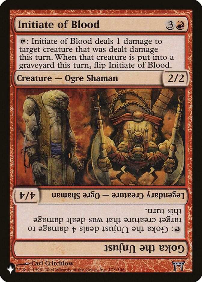 Initiate of Blood // Goka the Unjust card image