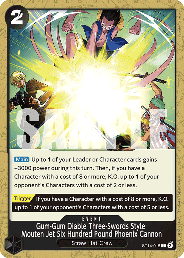 Gum-Gum Diable Three-Swords Style Mouten Jet Six Hundred Pound Phoenix Cannon card image